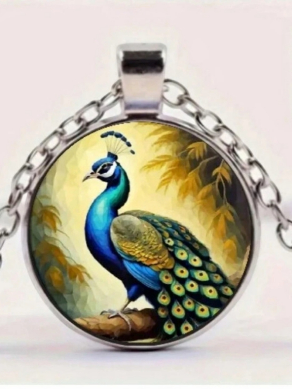 Peacock Pendant Necklace in Blue & Green New